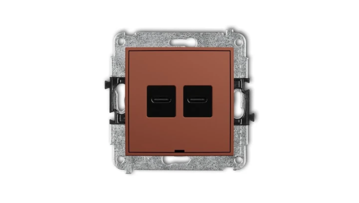 ICON Mechanizm ładowarki USB podwójnej 2xUSB C, 30W max., bez pola opisowego terakota 63ICUSBBO-9