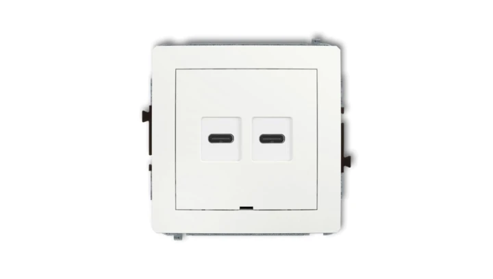 DECO Mechanizm ładowarki USB podwójnej 2xUSB C, 30W max., bez pola opisowego biały mat 25DCUSBBO-9