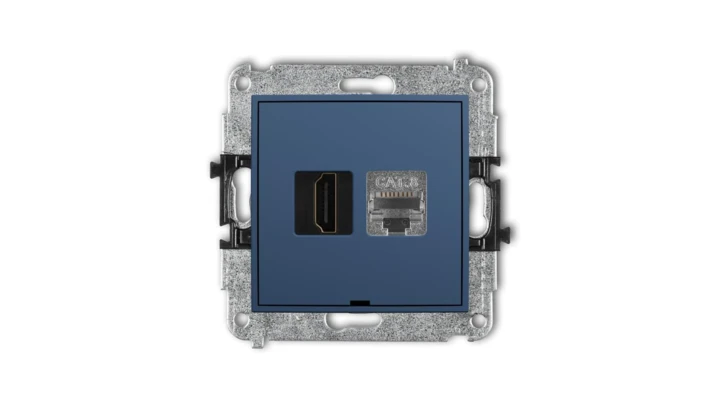 ICON Mechanizm gniazda HDMI 2.1, 8K + gniazda 1xRJ45, kat. 8, ekranowany, 8-stykowy, bez pola opisowego navy blue 64IGHKBO-88