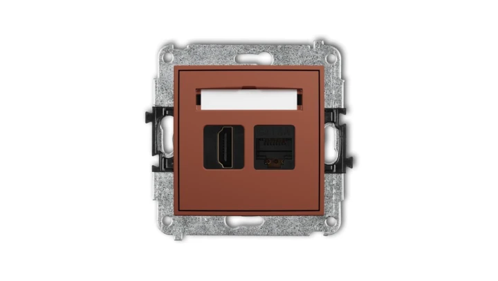 ICON Mechanizm gniazda pojedynczego HDMI 2.1, 8K + gniazda komp. poj. 1xRJ45, kat. 6A, 8-stykowy terakota 63IGHK-86A