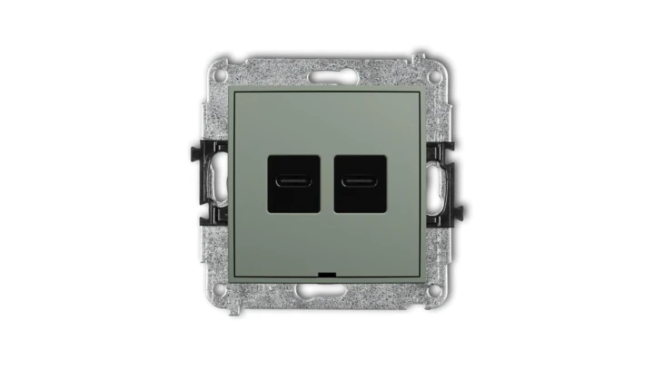 MINI Mechanizm ładowarki USB podwójnej 2xUSB C, 30W max., bez pola opisowego szałwiowy 61MCUSBBO-9