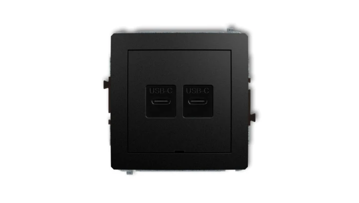 DECO Mechanizm ładowarki USB podwójnej 2xUSB C, 30W max., bez pola opisowego czarny mat 12DCUSBBO-9
