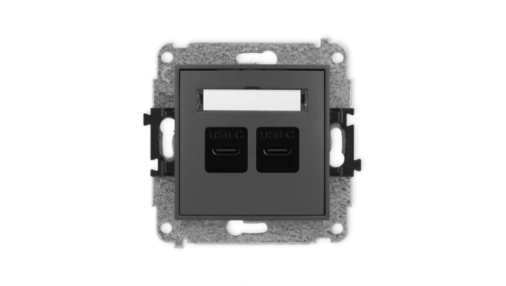 ICON Mechanizm ładowarki USB podwójnej 2xUSB C, 30W max. grafitowy mat 28ICUSB-9
