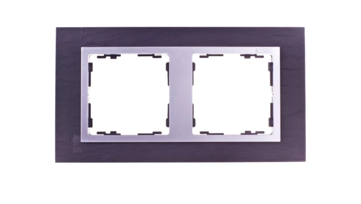 Simon 82 Ramka podwójna pozioma łupek/ ramka pośrednia aluminium mat 82927-63