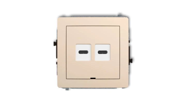 DECO Mechanizm ładowarki USB podwójnej 2xUSB C, 30W max., bez pola opisowego beżowy 1DCUSBBO-9