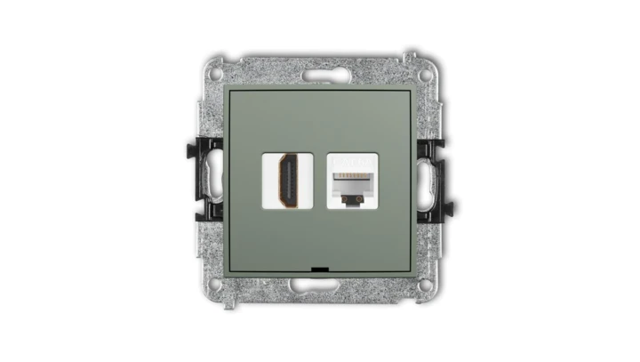 MINI Mechanizm gniazda HDMI 2.1, 8K + gniazda komp. poj. 1xRJ45, kat. 6A, 8-stykowy, bez pola opisowego szałwiowy 61MGHKBO-86A