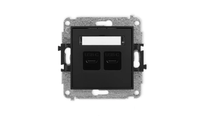 MINI Mechanizm ładowarki USB podwójnej 2xUSB C, 30W max. czarny mat 12MCUSB-9