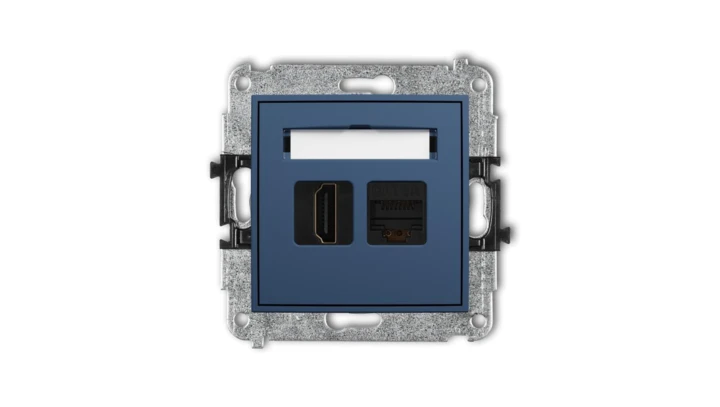 ICON Mechanizm gniazda pojedynczego HDMI 2.0, 4K + gniazda komp. poj. 1xRJ45, kat. 6A, 8-stykowy navy blue 64IGHK-46A