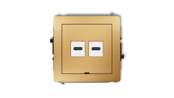 DECO Mechanizm ładowarki USB podwójnej 2xUSB C, 30W max., bez pola opisowego złoty 29DCUSBBO-9