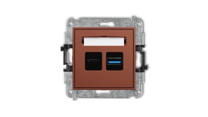 ICON Mechanizm ładowarki USB podwójnej USB C + USB A, 30W max. terakota 63ICUSB-10
