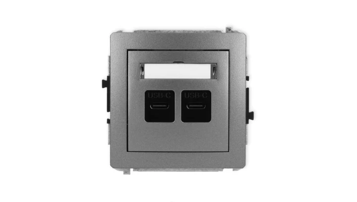 DECO Mechanizm ładowarki USB podwójnej 2xUSB C, 30W max. grafitowy 11DCUSB-9