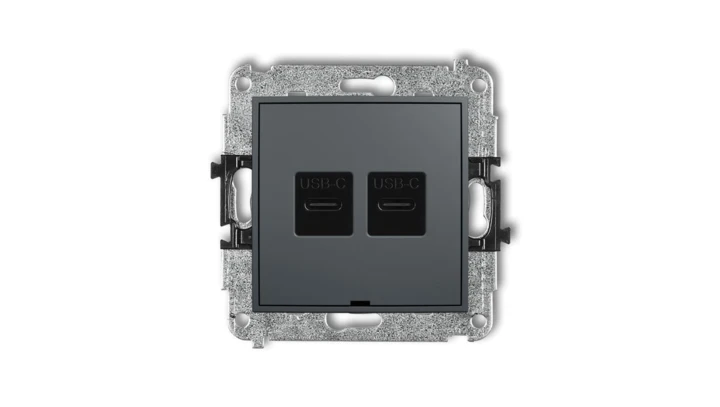 MINI Mechanizm ładowarki USB podwójnej 2xUSB C, 30W max., bez pola opisowego grafitowy mat 28MCUSBBO-9