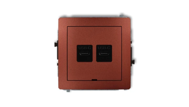 DECO Mechanizm ładowarki USB podwójnej 2xUSB C, 30W max., bez pola opisowego brązowy metalik 9DCUSBBO-9