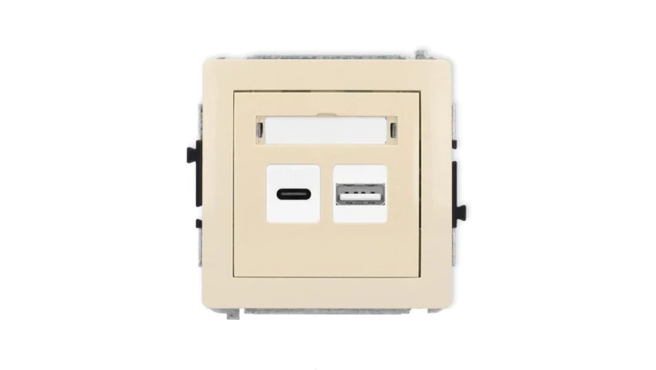 DECO Mechanizm ładowarki USB podwójnej USB C + USB A, 30W max. beżowy 1DCUSB-10