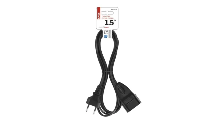 Przedłużacz 1,5 m / 1 gniazdo / czarny / PVC / 0,75 mm2 PC01301