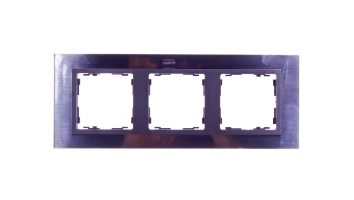 Simon 82 Ramka potrójna pozioma metalowa stal inox/ ramka pośrednia grafitowa 82837-37