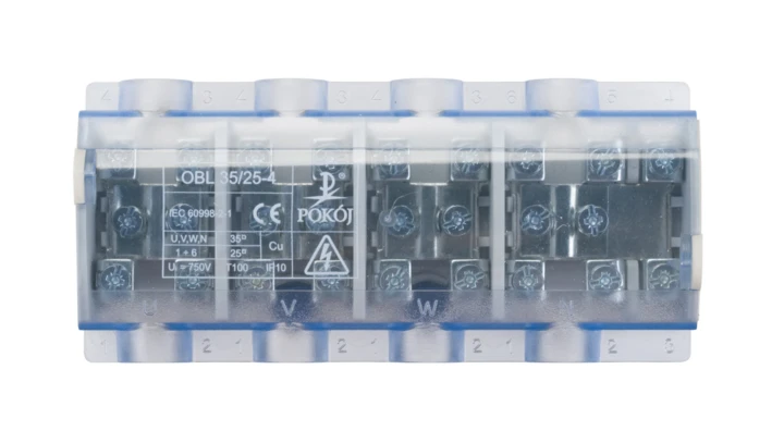Odgałęźnik instalacyjny 4P OBL 35/25-4 4x35mm2/10x25mm2 szaro-niebieski A13-6248