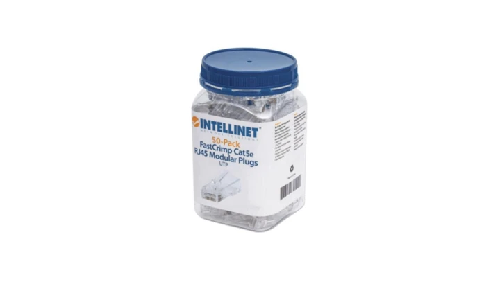 Wtyk RJ45 8P/8C Cat5e UTP, linka/drut, przelotowy, 50 szt