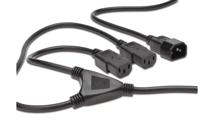 Kabel IEC C14/2xIEC C13 M/Ż czarny 1,7m zasilający AK-440400-017-S