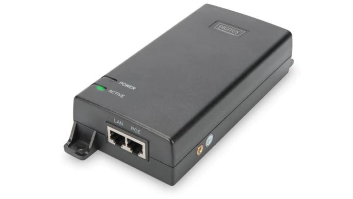 Zasilacz/Adapter PoE+ 802.3at aktywny max. 55V 60W 10/100/1000Mbps DN-95104