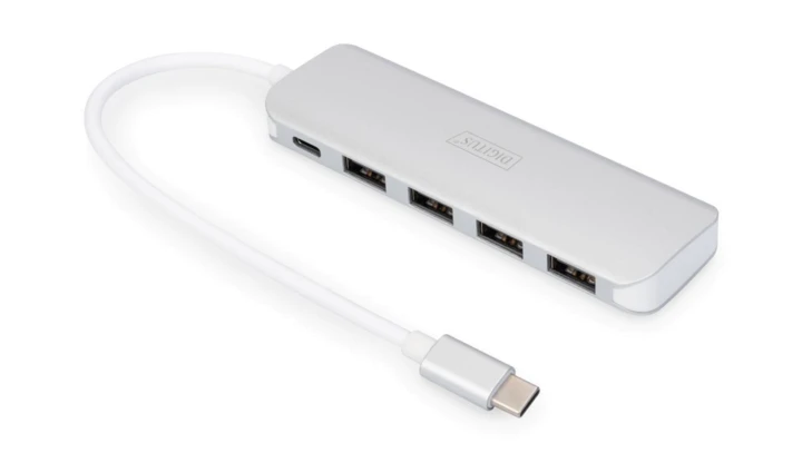 HUB 4-portowy USB 3.0 SuperSpeed z Typ C PDaktywny, aluminium DA-70242-1