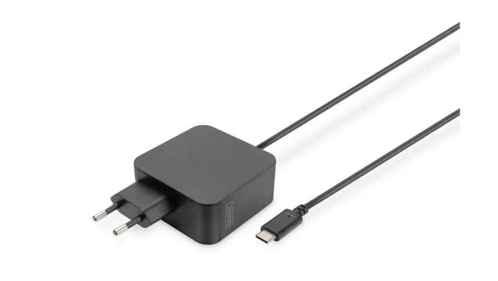 Ładowarka sieciowa zasilacz 1x USB-C PD 3.0 max. 65W zintegrowany kabel 1,2m czarna DA-10071