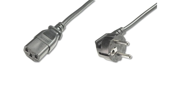 Kabel Schuko kątowy/IEC C13 M/Ż czarny 2,5m zasilający AK-440100-025-S