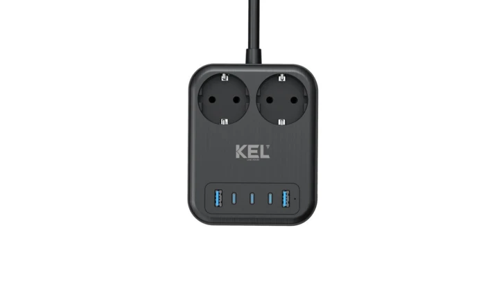 Wielofunkcyjne gniazdo zasilania Przedłużacz USB 65W, 2x2p+Z + 2xUSB A, 3xUSB C, 2m, SCHUKO KEL
