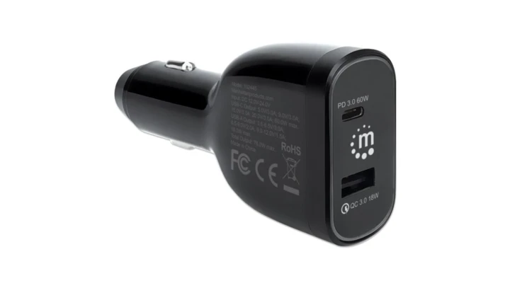Ładowarka samochodowa 78W USB-C PD 60W USB-A QC 18W
