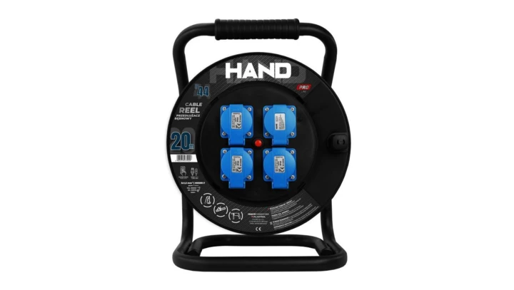 Przedłużacz bębnowy linia HAND PRO 3x(2p+Z) +1x(USB-AUSB-C) IP44 16A H05RR-F 3x1,5 20m CZARNY