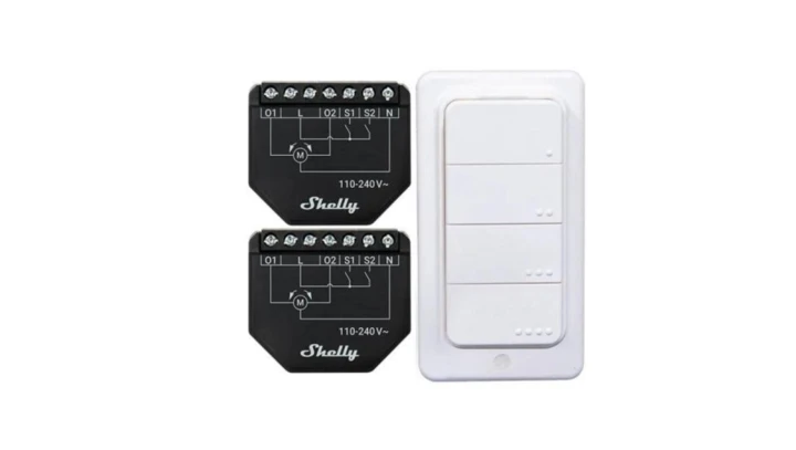 Shelly Shutter 2 szt. + BLU RC Button 4 - pilot scen 4-przyciskowy AC/DC/24V DC/16A WiFi/Bluetooth