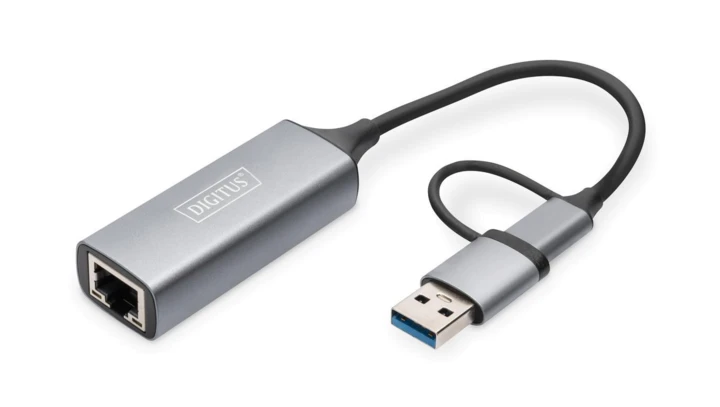 Adapter USB Typ-C na Gigabit Ethernet 2,5GUSB-C + USB A (USB 3.1/3.0) DN-3028