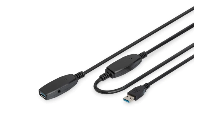 Kabel przedłużający USB 3.0 SuperSpeed 20mTyp USB A/USB A M/Ż aktywny czarny 20m DA-73107