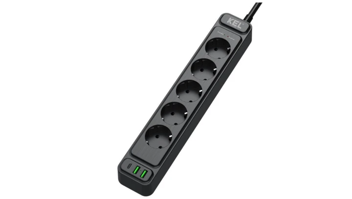 Listwa przepięciowa, 5 gniazd 2p+Z oraz gniazdami 2xUSB A, 1xUSB C, 5m, SCHUKO KEL