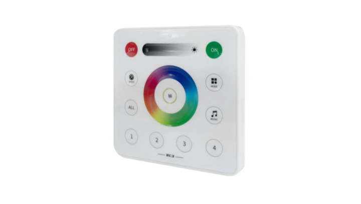 Pilot naścienny do sterowników taśm LED RF RGB 4-strefowy biały IP20 3 lata gwarancji EC61585
