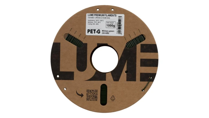 Filament LUME PET-G wojskowa zieleń (02-029) 1,75 mm 1 kg FIL10000161-WUN
