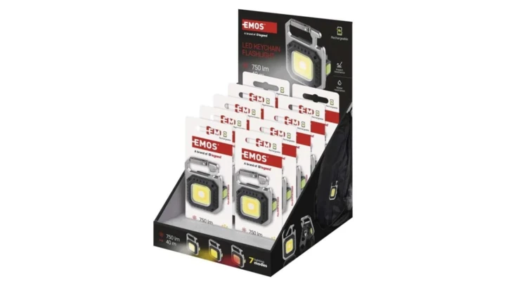 Mini latarka LED - brelok, 750 lm, ładowalna, 10 szt., display box P4714