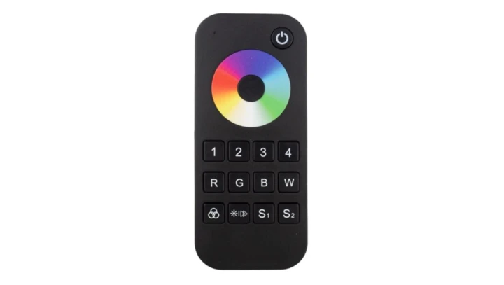 Pilot do sterowników taśm LED RT9 RF RGB i RGBW 4-strefowy czarny IP20 dotykowy 5 lat gwarancji EC61327