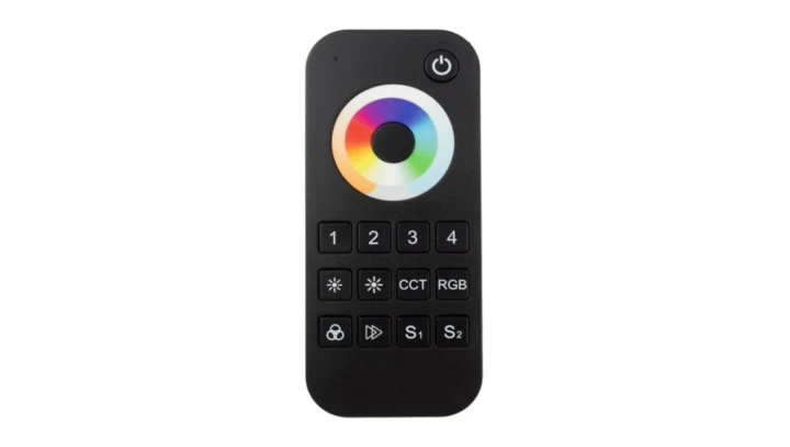 Pilot do sterowników taśm LED RT10 RF RGB i CCT 4-strefowy czarny IP20 dotykowy 5 lat gwarancji EC61332