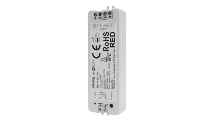 Sterownik do taśm LED V2 RF CCT regulator barwy i jasności 10A 12-24V 2x 60/120W IP20 5 lat gwarancji EC61316