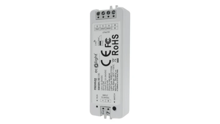 Sterownik do taśm LED V3 RF RGB + ściemnianie 4A 3x 12-24V 3x 48/96W IP20 5 lat gwarancji EC61324