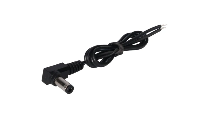 Wtyk DC 5.5X2.1 kątowy z przewodem czarnym 20cm WT-DCK-5.5/2.1+20CZ
