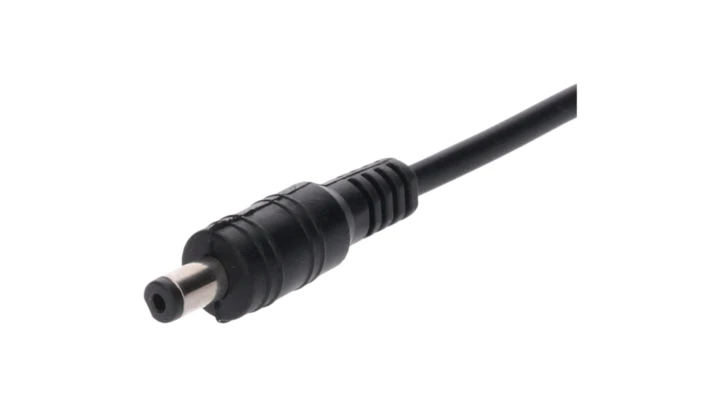 Wtyk DC 5.5x2.1 z przewodem czarnym 8cm 22awg WT-DC-5.5/2.1+8CZ