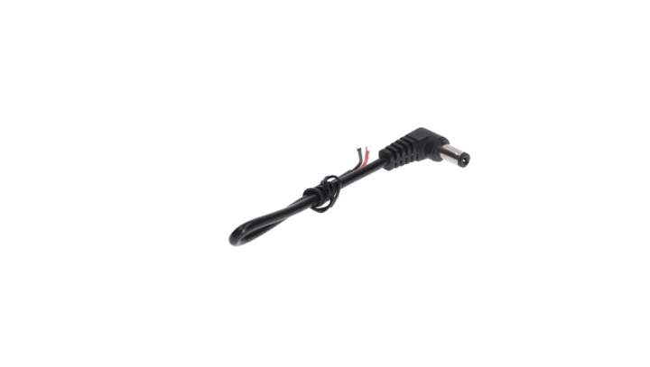 Wtyk DC 5.5X2.1 kątowy czarny 15cm 22awg