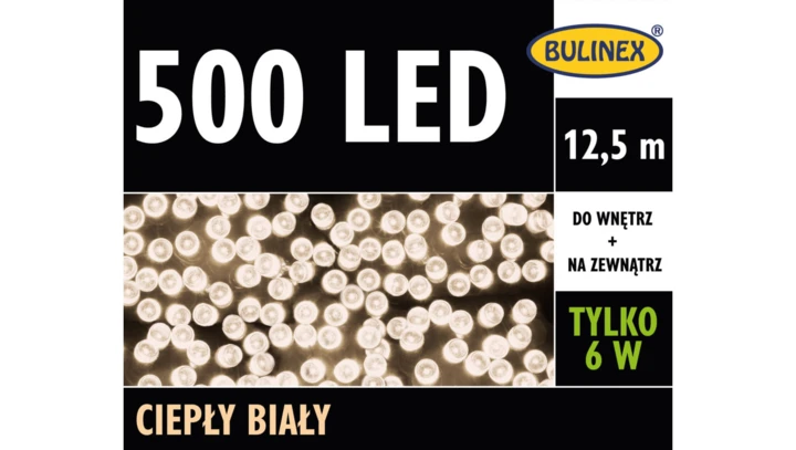 Lampki Bulinex 500led białe ciepłe 12,5m