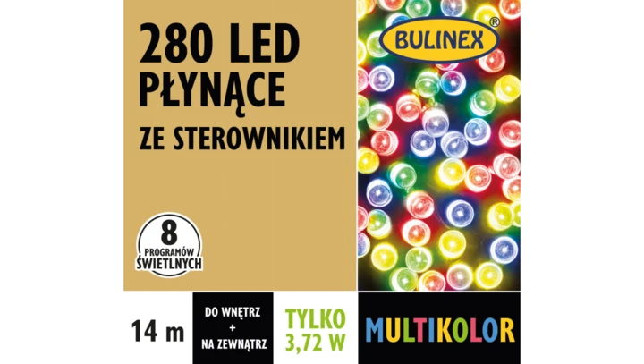 Lampki Bulinex 280led multikolor 14,00m płynące