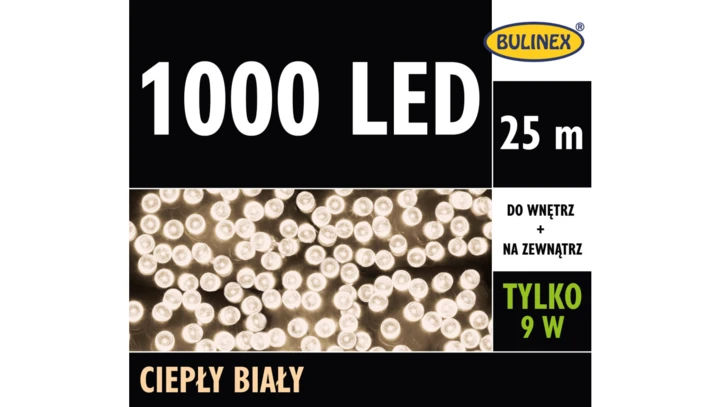 Lampki Bulinex 1000led białe ciepłe 25m