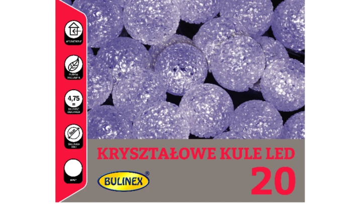 Lampki Bulinex kryształowe kule 6cm 20led białe zimne