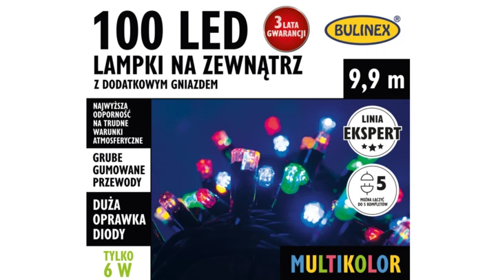BULINEX 100 LED LAMPKI MULTIKOLOR 9 9M N A ZEWNĄTRZ