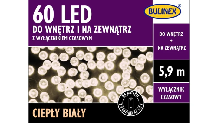 BULINEX 60LED NIEBIESKI 5 9M NA BATERIE+ WYŁ.CZASOWY